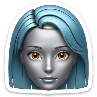 female different hair color metalic robot face like 3rd picture of the last one sticker