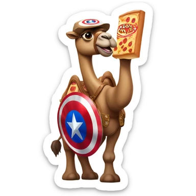 Captain America as a camel ordering Little Caesars sticker