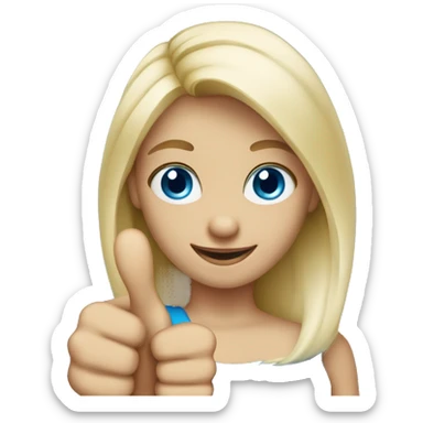 Blonde blue eyed girl giving thumbs up sticker