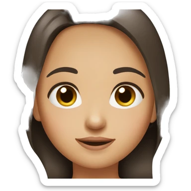Girl with dark brown hair and brown eyes and a round face  sticker