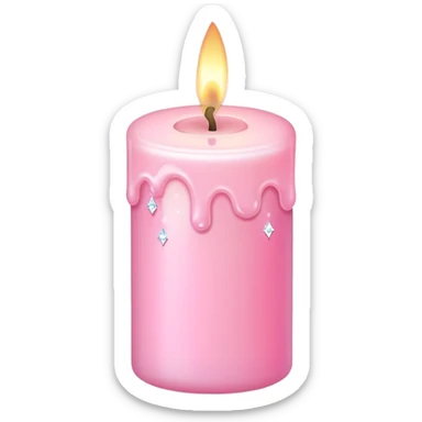 pink pastel candle with sparkles, soft and cute sticker