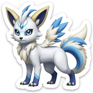 WereGarurumon-Meloetta-Renamon-Absol-fusion-hybrid-creature (full body) sticker