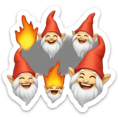 Gnome laughing while head is on fire cute head only sticker