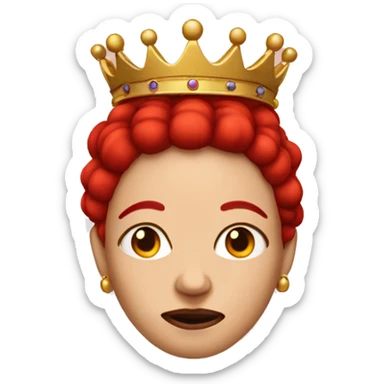 Swelling red face of a queen sticker