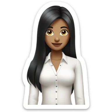 beautiful girl with long straight black hair in a white blouse with straps sticker