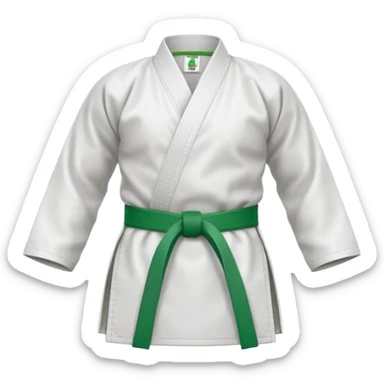 karate gi with a green belt sticker