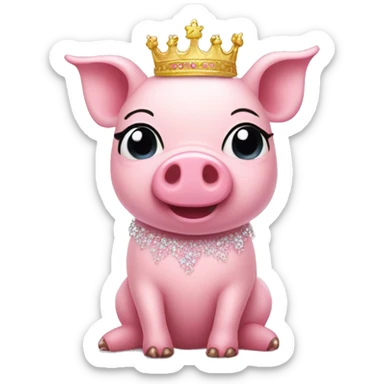 Pink pig in tutu and tiara sticker
