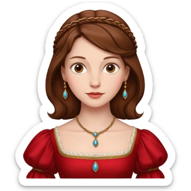Renaissance lady – brown hair, red dress  sticker