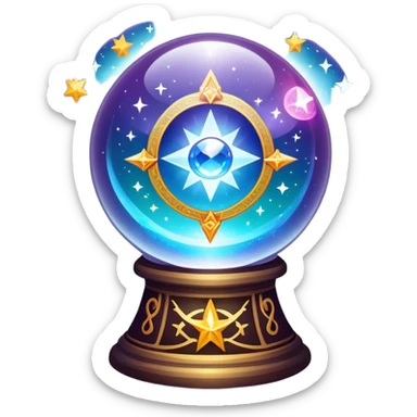 A vibrant, mystical icon symbolizing fortune telling and esotericism. Include elements like a crystal ball, tarot cards, stars, and mystical symbols with a glowing, ethereal feel. The design should be colorful, eye-catching, and evoke a sense of magic and mystery. sticker