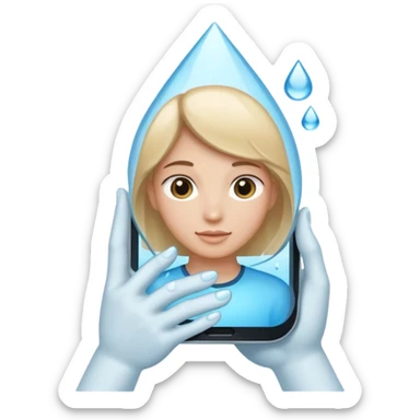 una gota de agua que tenga en la mano un telefono sticker