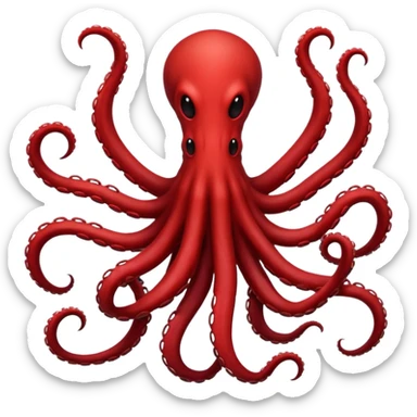 A dark shadow monster with long tentacle-like arms on a red sky background sticker