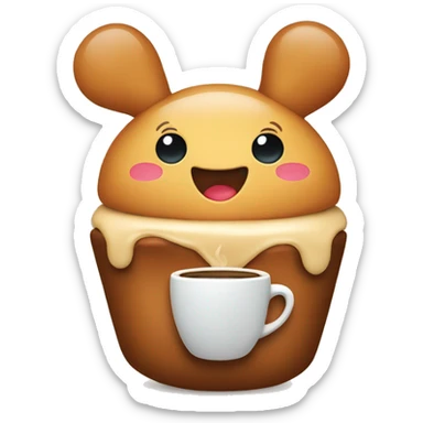 the heart holds a bun and coffee in its hands sticker