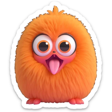 chussel, cute fluffy creature, big eyes, tongue out sticker