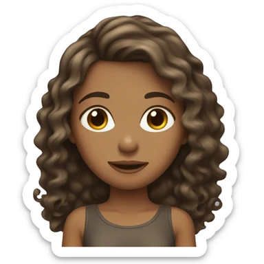 Tan girl with brunette wavy hair sticker
