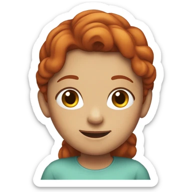 A girl who has long red hair, freckles and she is smiling sticker