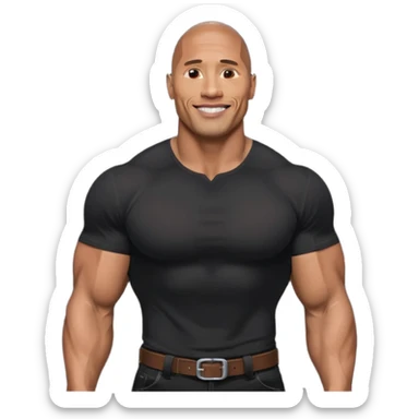 Draw Dwayne Johnson in a fitted shirt, muscular build & confident smile sticker