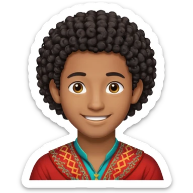 Young man with black curly hair cascade Haircut and dark skin, moroccan / amazingh race sticker