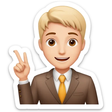 Enthusiastic salesperson with sales chart showing success sticker