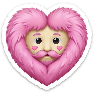 Beard huging a pink heart  sticker