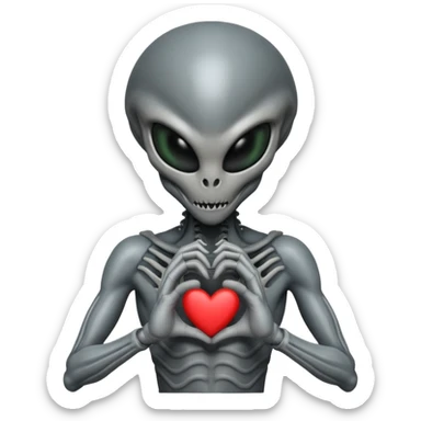 xenomorph making heart sign sticker