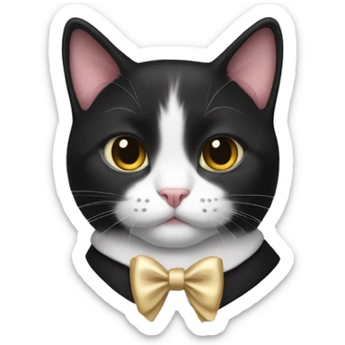 tuxedo cat wearing a bow sticker