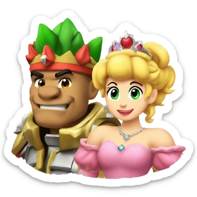 Bowser and princess peaches sticker