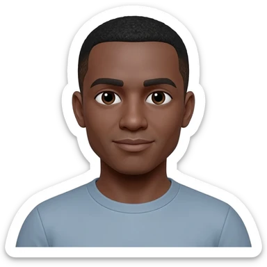 Dark skin man memoji cut hair sticker