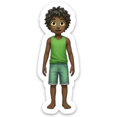 green skin boy standing barefoot sticker