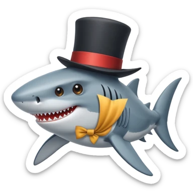 Shark with a top hat sticker