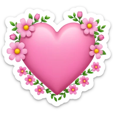 pink heart with flowers blooming out sticker