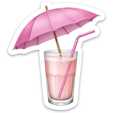 coconut drink with pink umbrella and a pink lined straw sticker