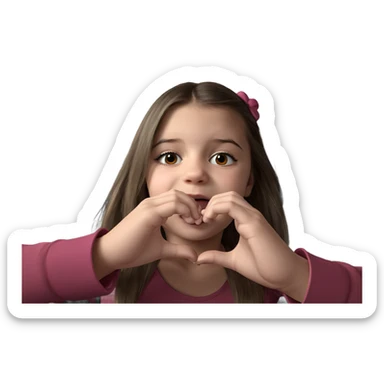 girl making heart with hands sticker