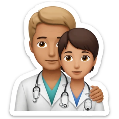 doctor touching patients neck sticker