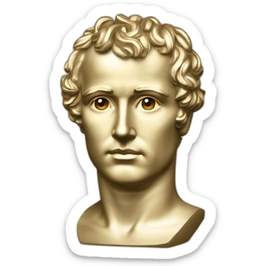 Laurel wreath short hair serious napoleon bonaparte golden statue sticker