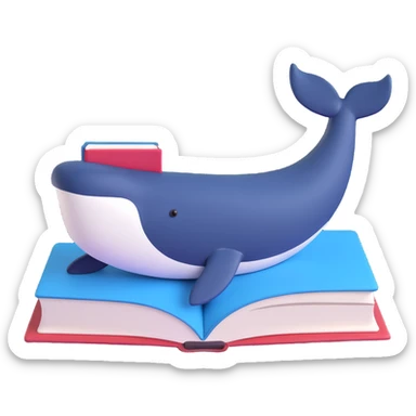a whale lying on a book sticker