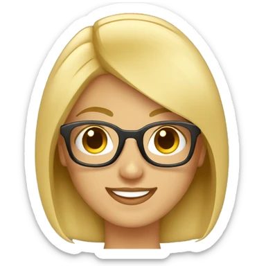profesora rubia de pelo corto con gafas muy sonriente sticker