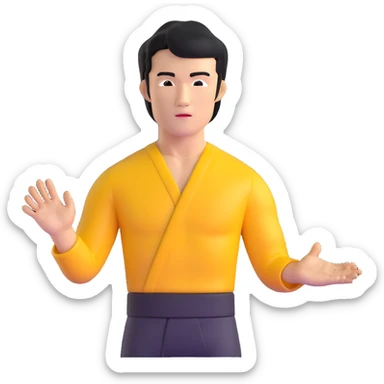 Bruce Lee with correct face proportions and head shape, upper body sticker