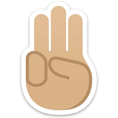 hand with thumb, index, and middle fingers raised, other fingers closed, flat color, minimalistic sticker
