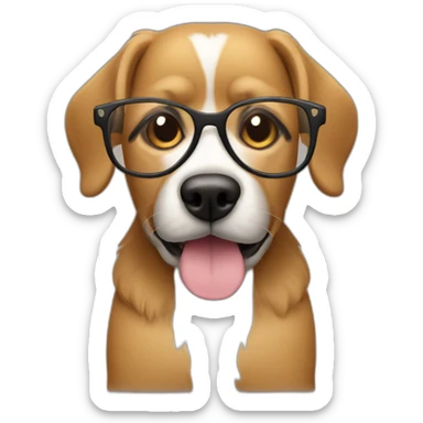 dog with glasses and macbook sticker