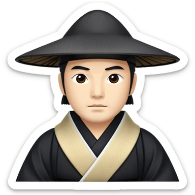 shogun wearing a long black kimono and an eboshi hat from Edo period Japan sticker