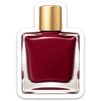 wine red nail polish in a small square bottle with a gold lid sticker
