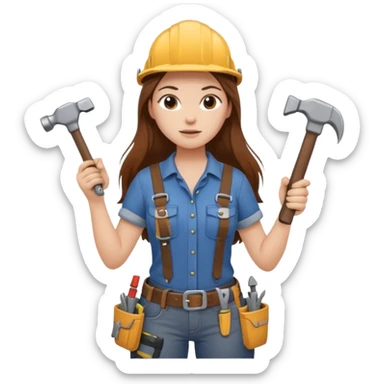 beautiful girl with long brown hair renovating her apartment sticker