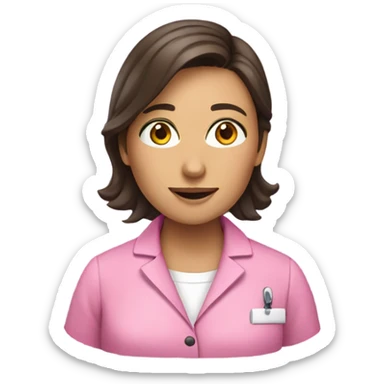 pink lab coat researcher brunette  sticker