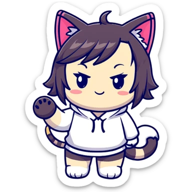Chibi anime character with cat ears sticker