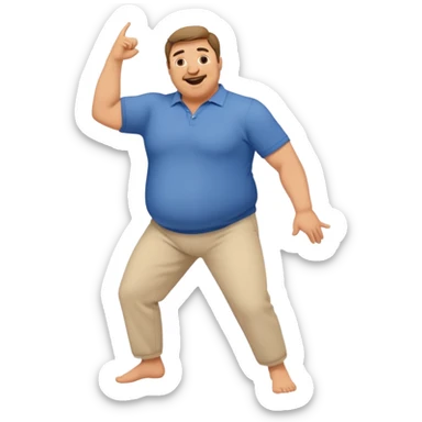 hot dad bod dancing, middle-aged man with slightly overweight body dancing enthusiastically sticker