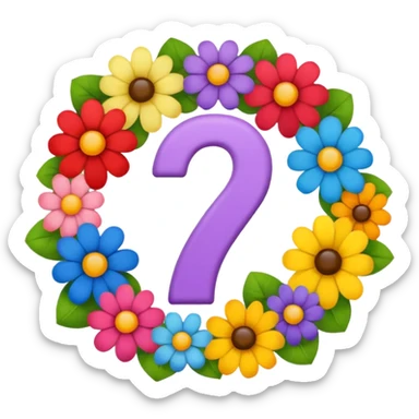 number 7 created with assorted flowers, emoji style sticker