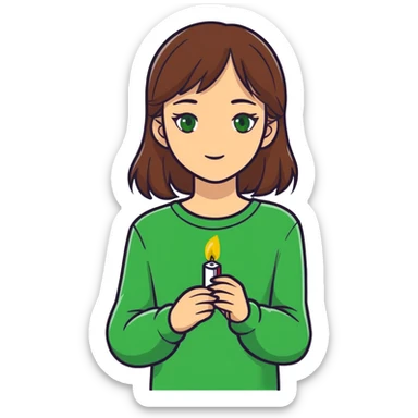 Girl with medium brown hair and green eyes in love with a lighter  sticker