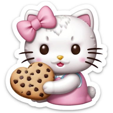 Hello kitty eating a cookie sticker