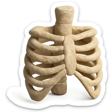 claymation style skeleton ribs without head, no background sticker