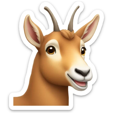 happy smiling brown chamois left hoof pointing up sticker